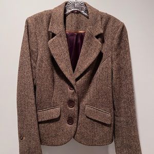 Boden Soho Brown Herringbone Wool Jacket US Size Med US 10 (UK 14)
